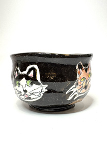 「ネコ文茶碗」アラヤマヒロフミ