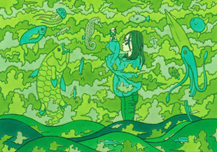 画駱駝柑子作品